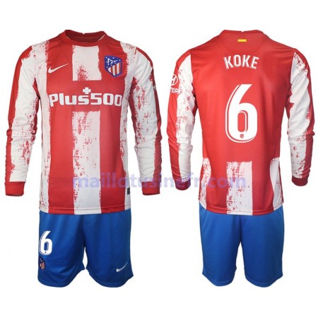 Maillot de Foot Atlético Madrid Koke 6 Domicile 2021-22 Manches Longues - Enfant